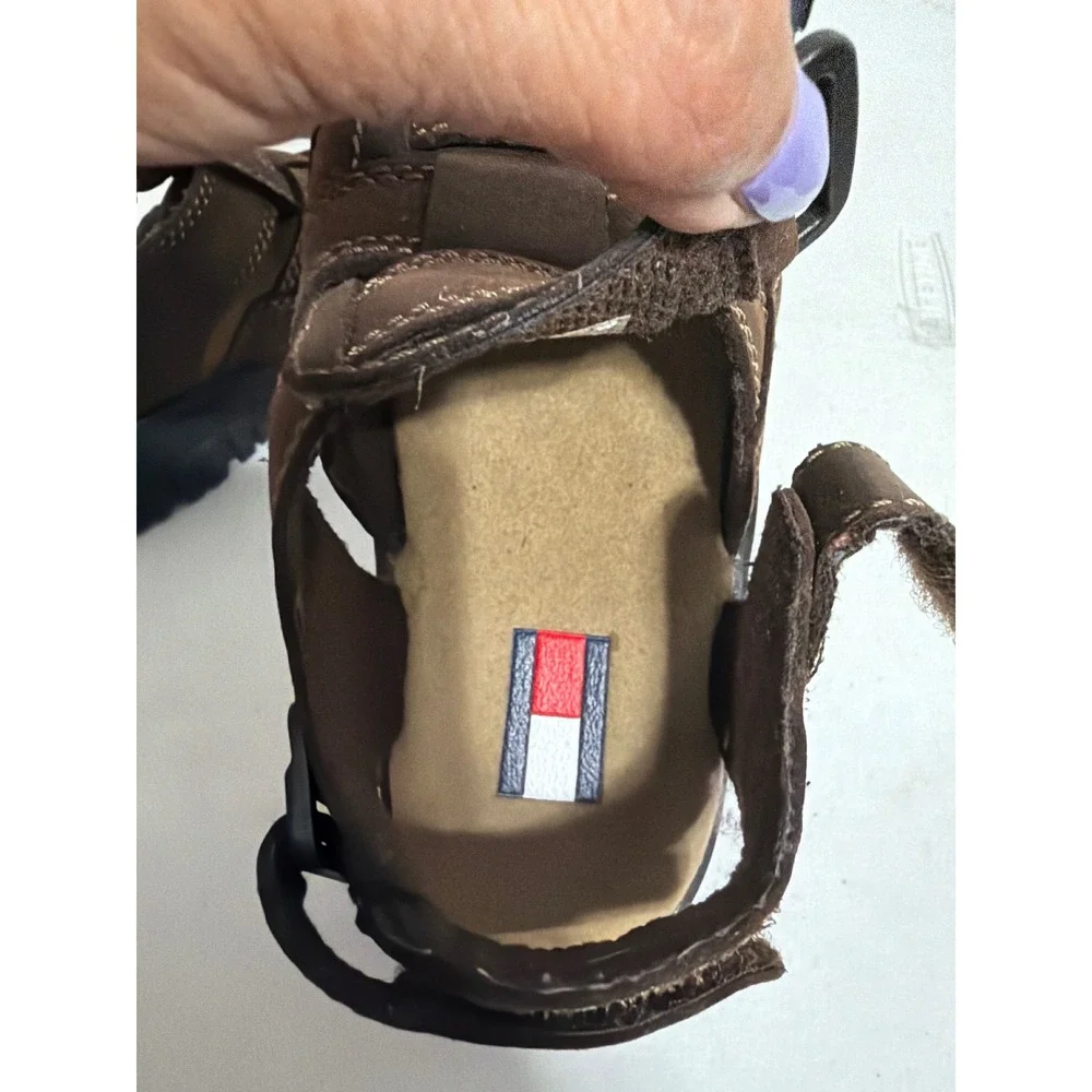 Tommy Hilfiger Boys Brown Fisherman Sandals Lug Sole Flag Logo Size 12M